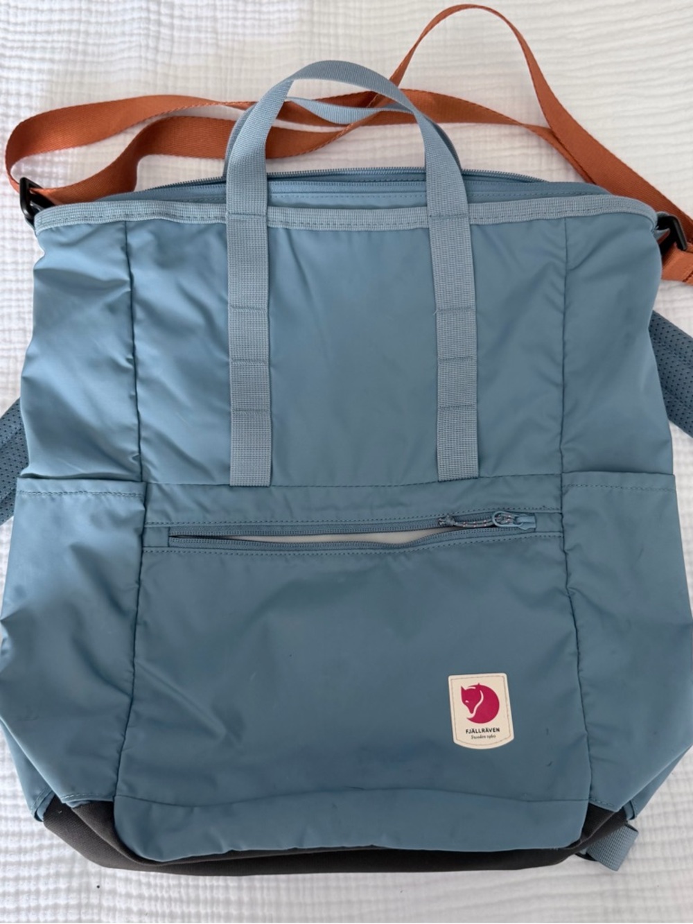 Fjallraven High Coast Totepack in Dusty Blue with Rust Accents